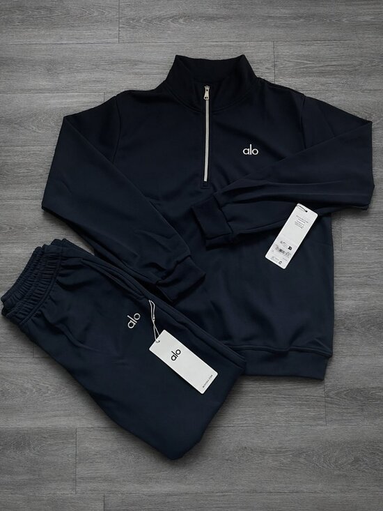 ALO Yoga Tops - ALO Yoga Unisex Navy Quarter-Zip Hoodie and Jogger Set NWT